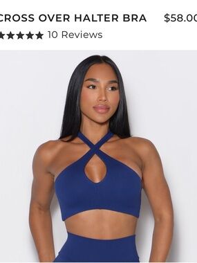 Bombshell Cross Over Halter Bra in Deep Blue